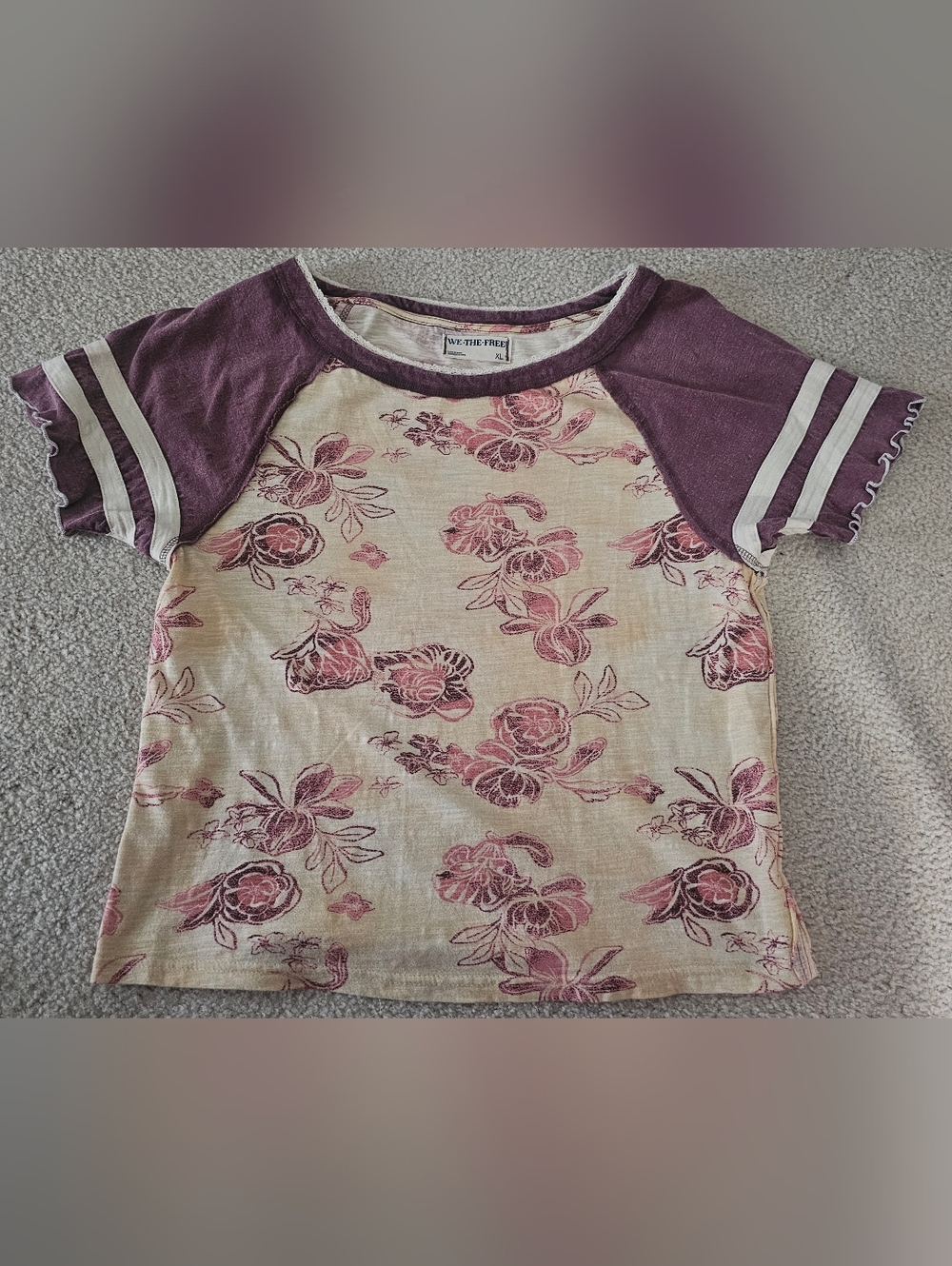 We The Free Wish You Were Here" Floral Print Tee collection Size XL - Picture 8 of 9